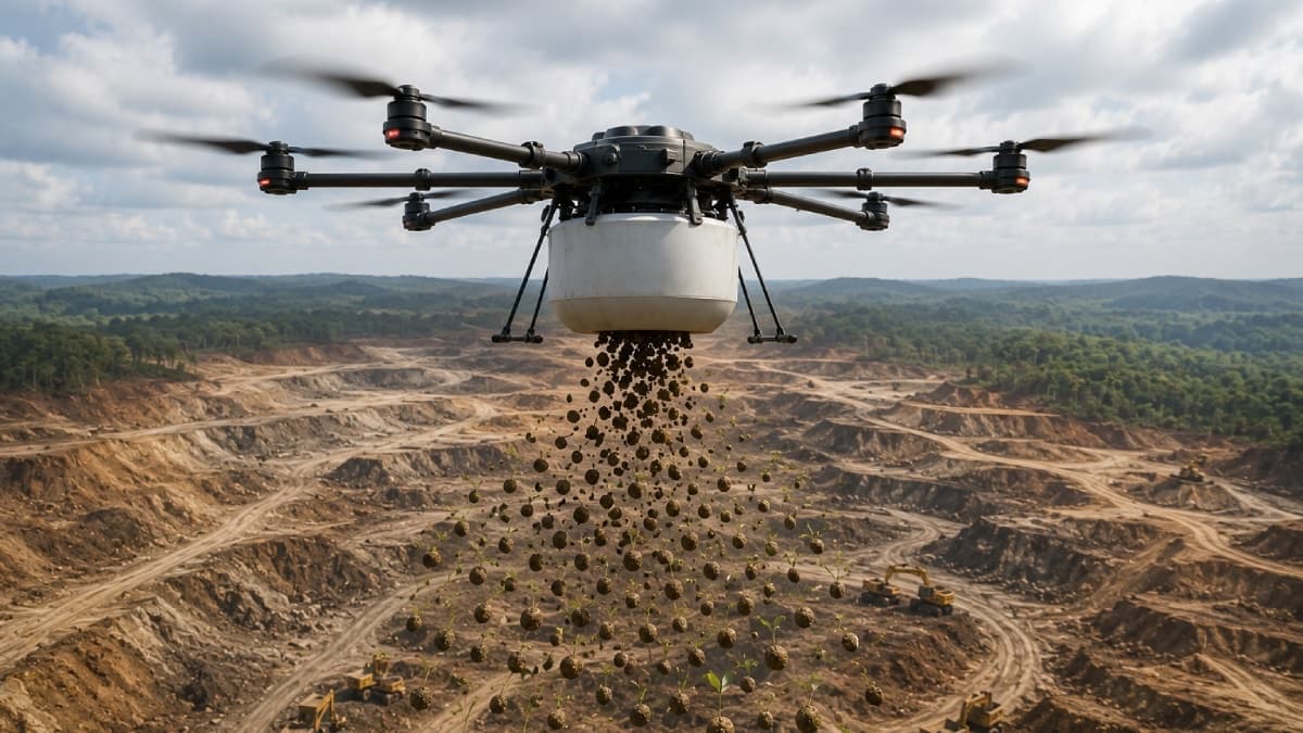 Eski altın madeni arazisi dronlarla yeşertiliyor: Binlerce fidan toprakla buluştu